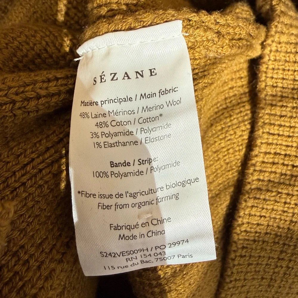 Sezane Olive Green Valerio Jacket Cardigan Wool Cotton size M EUC - Picture 8 of 11